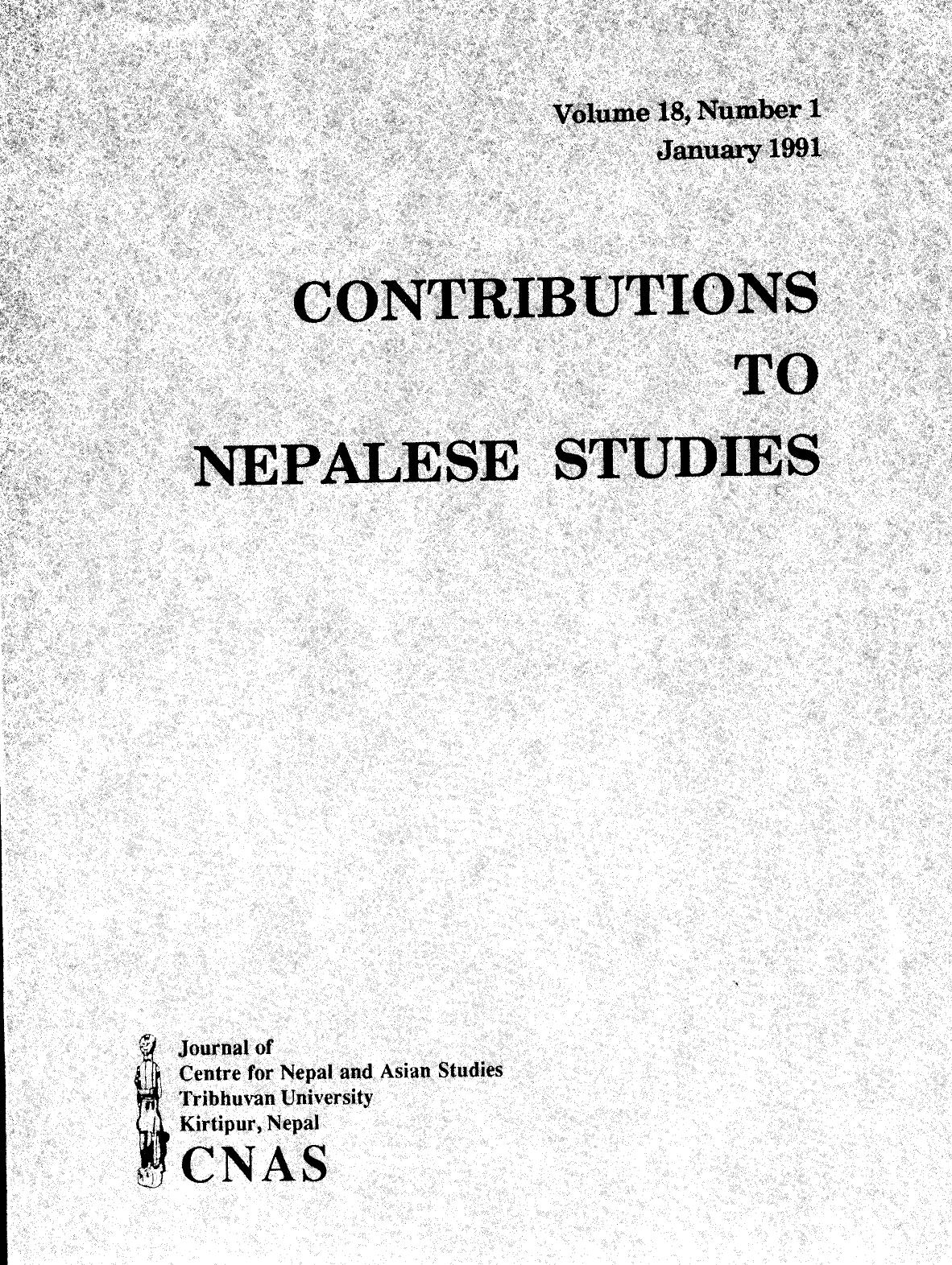 Contributions To Nepalese Studies :Volume18-01